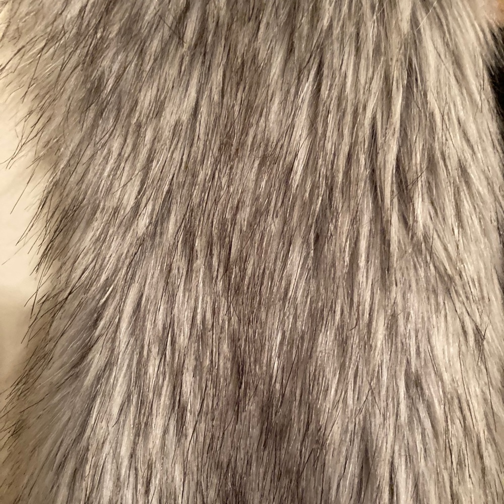 Evan Picone Faux Fur Zip Front Sweater Back Knit Vest Black Luxe Layering EUC L - Picture 4 of 6